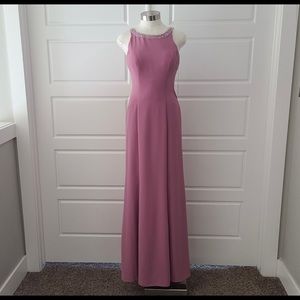 Pink sleeveless evening / prom maxi dress / gown
